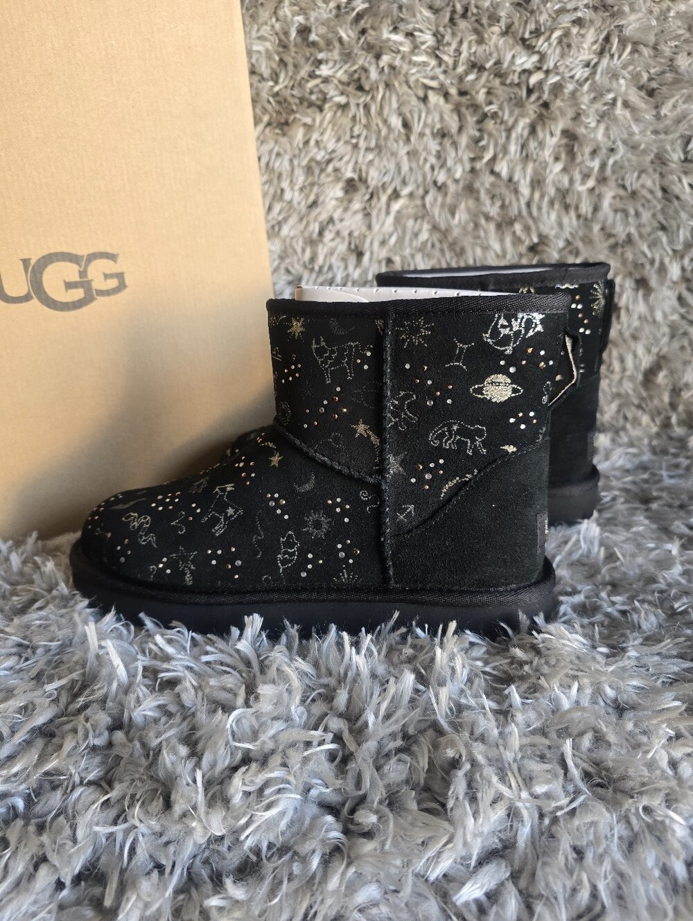 UGG Classic Short Zodiac Black Suede Boots